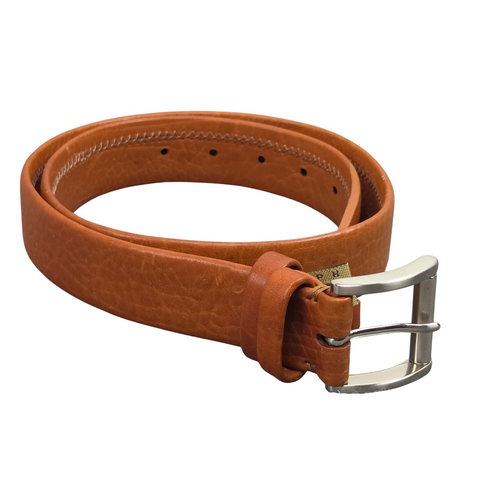 Vintage Leather Belt Mens 32 Tan Brown Stitch Casual Classic Dress Timeless Y2K